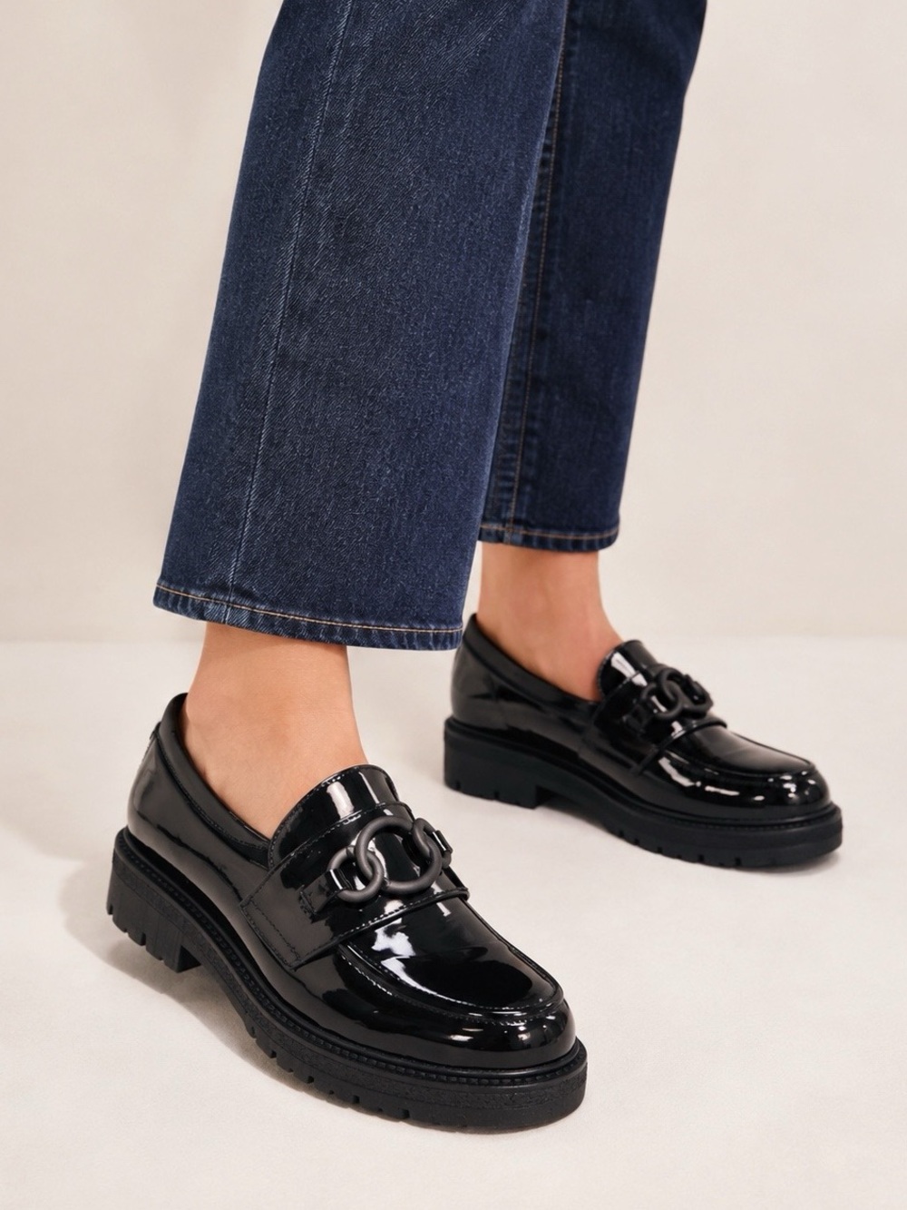 NAOT Fremont Black Patent Leather Platform Loafers 8